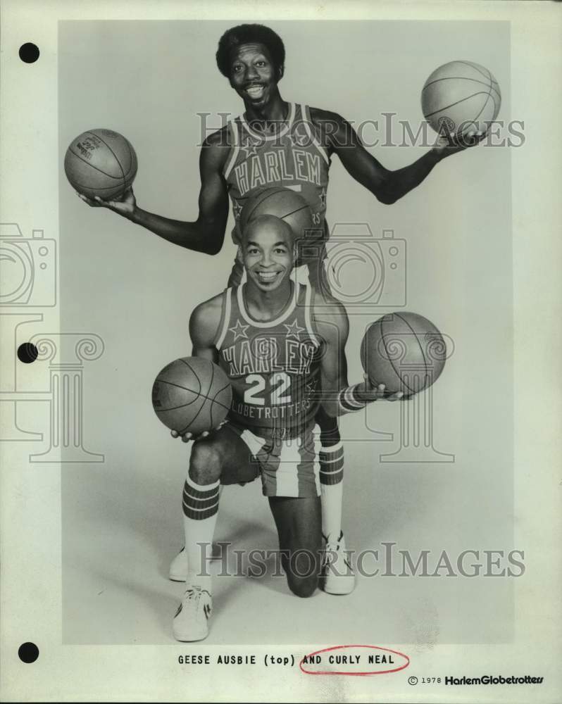 1978 Press Photo Harlem Globetrotters basketball Geese Ausbie and Curly Neal- Historic Images