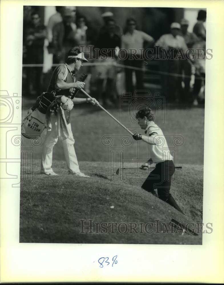 1988 Press Photo PGA Tour golfer Tom Watson and caddie at Texas Open - sas15467- Historic Images