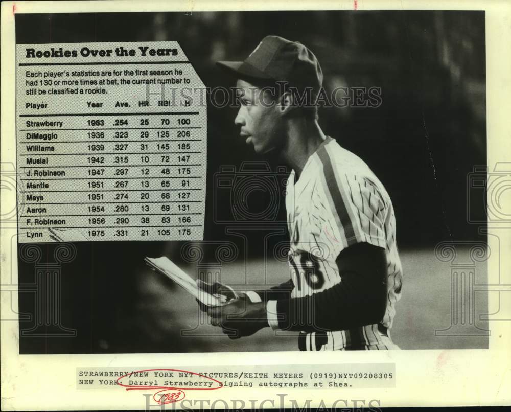 1983 Press Photo New York Mets baseball player Darryl Strawberry at Shea Stadium- Historic Images