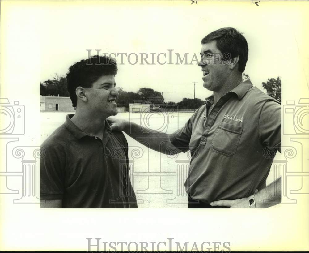 1988 Press Photo Burbank football coach Gary Sutton and player Ernest Pillado- Historic Images
