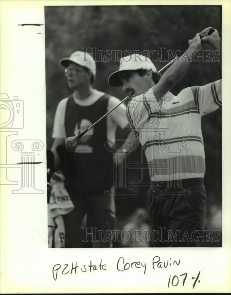 1989 Press Photo Golfer Corey Pavin plays the Texas Open at Oak Hills- Historic Images