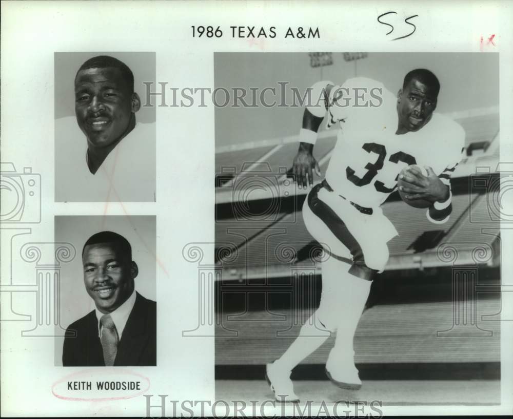 1986 Press Photo Texas A&M football player Keith Woodside - sas15898- Historic Images