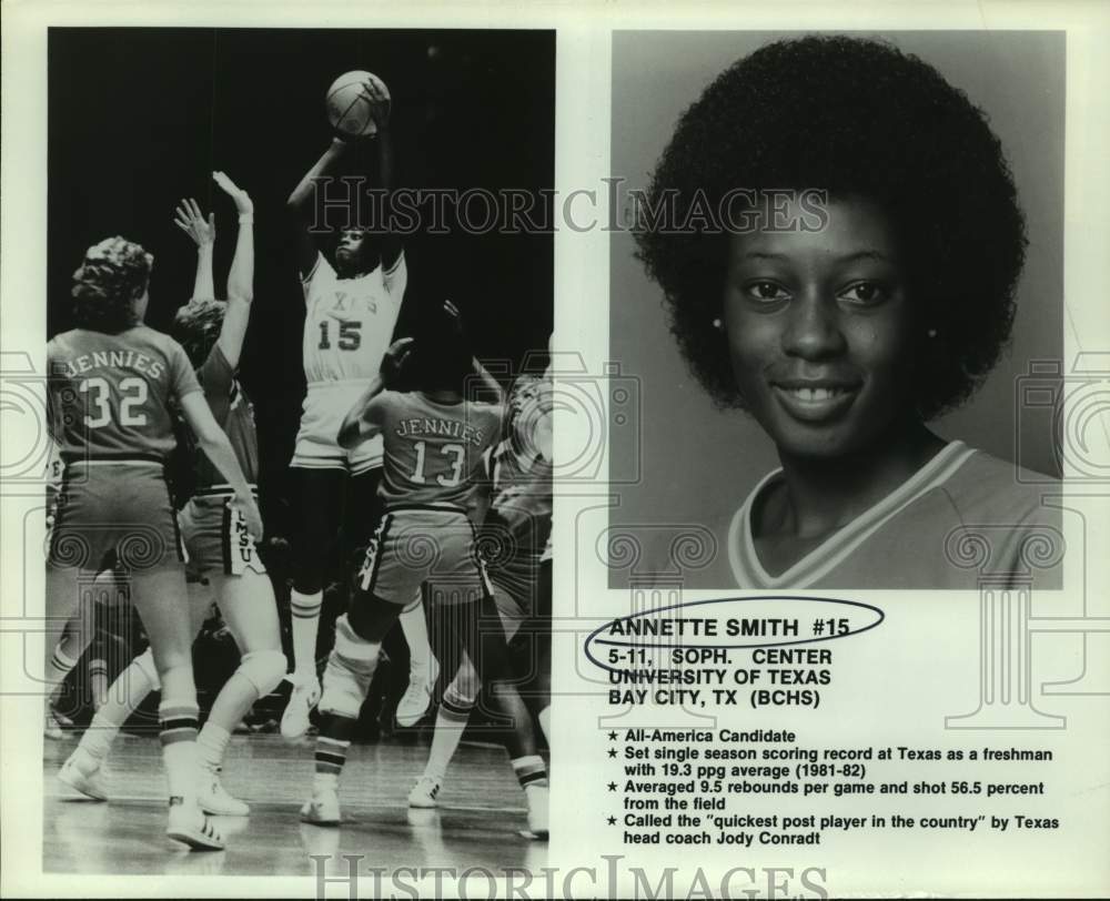 1982 Press Photo Texas college basketball All-America candidate Annette Smith- Historic Images