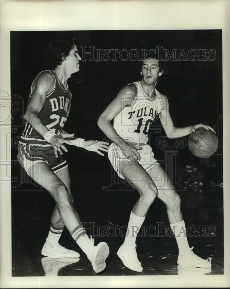 1976 Press Photo Tulane college basketball player Tommy Hicks vs. Duke- Historic Images