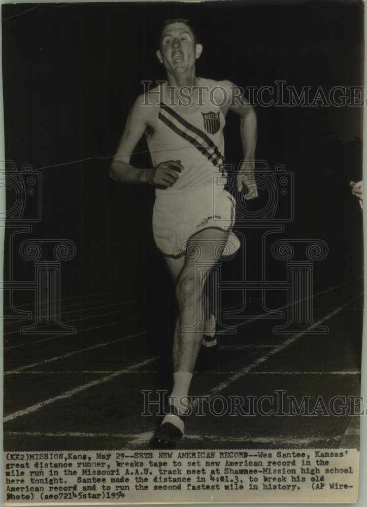 1954 Press Photo Unversity of Kansas distance runner Wes Santee - sas17509- Historic Images