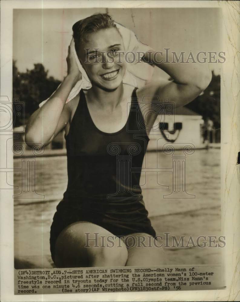 1956 Press Photo American swimmer Shelly Mann of Washington, D.C. - sas17600- Historic Images