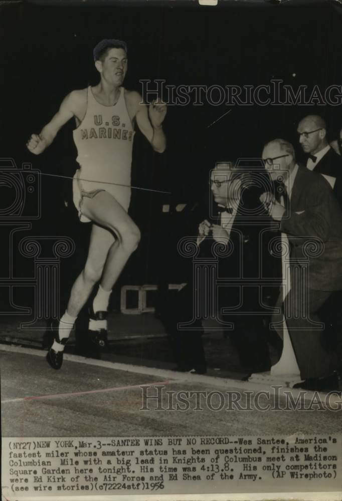 1956 Press Photo American distance runner Wes Santee at Madison Square Garden- Historic Images