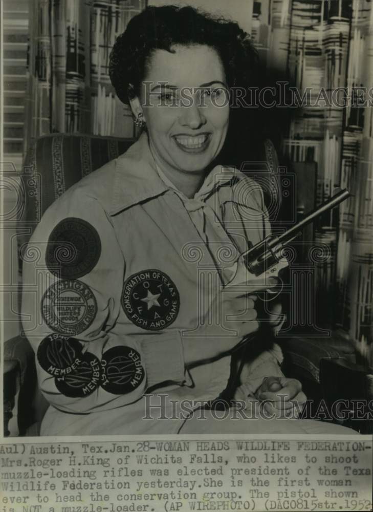 1952 Press Photo Texas Wildlife Federation president Mrs. Roger H. King- Historic Images