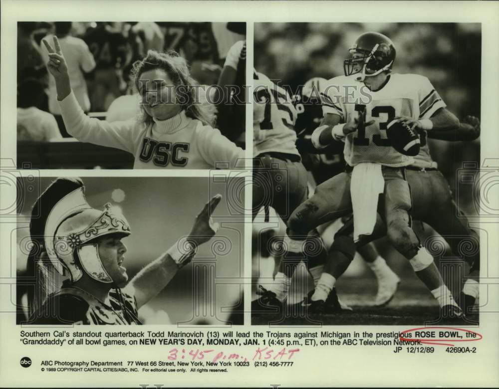1989 Press Photo Southern Cal football quarterback Todd Marinovich - sas17877- Historic Images