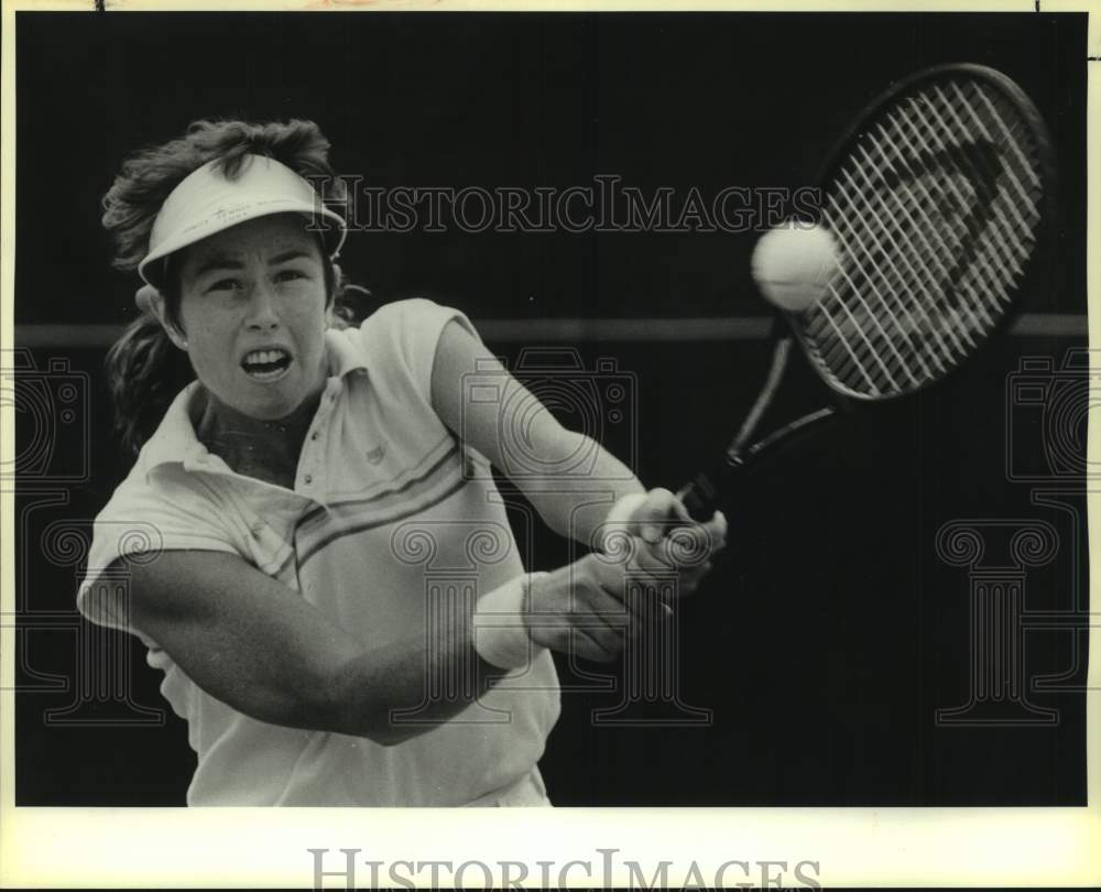 1986 Press Photo Trinity college tennis player Gretchen Rush at NCAA tournament- Historic Images