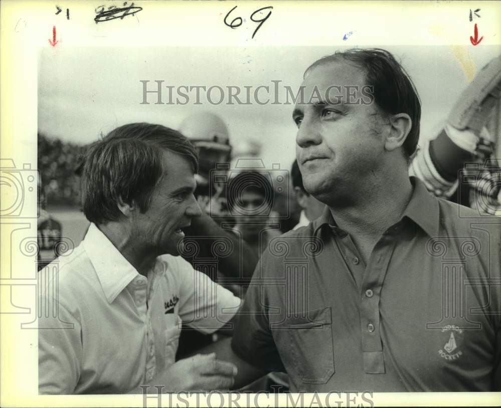 1986 Press Photo Football coaches Gary Malesky (Holmes), D.W. Rutledge (Judson)- Historic Images