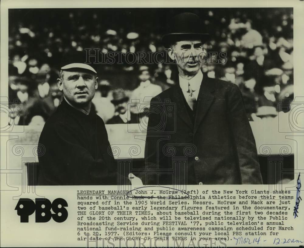1905 Press Photo World Series baseball managers John J. McGraw and Connie Mack- Historic Images