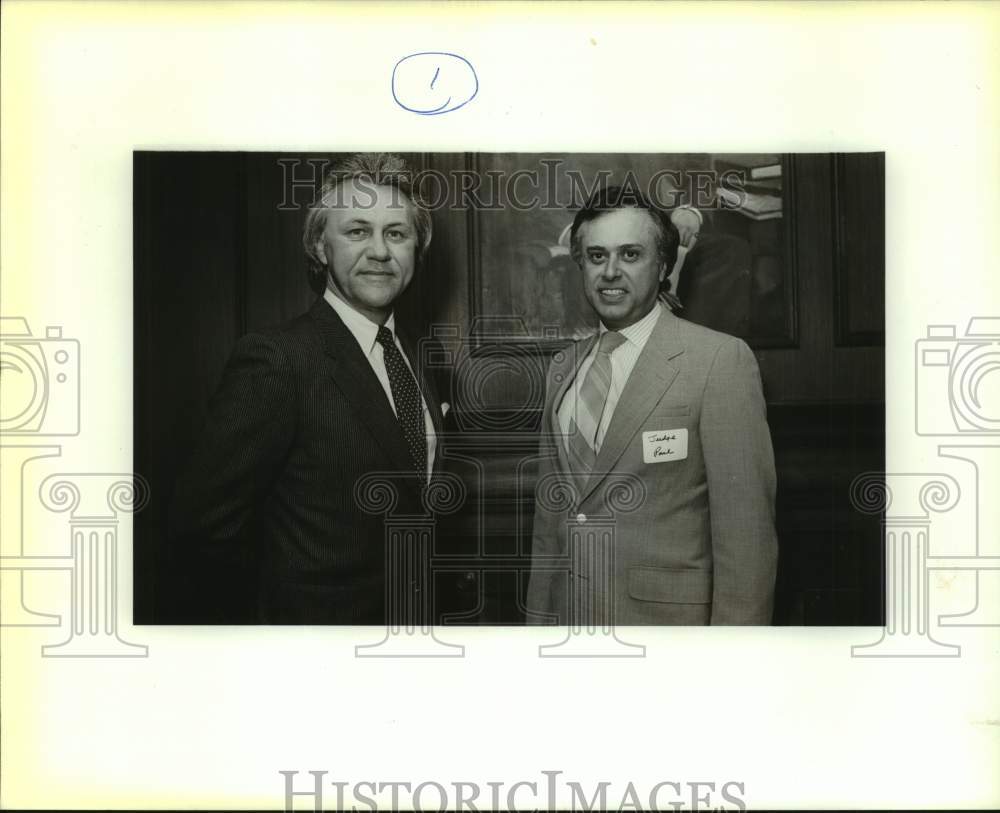 1988 Press Photo Judges Charlie Casper & Paul Mery Jr. at Plaza Club Reception- Historic Images