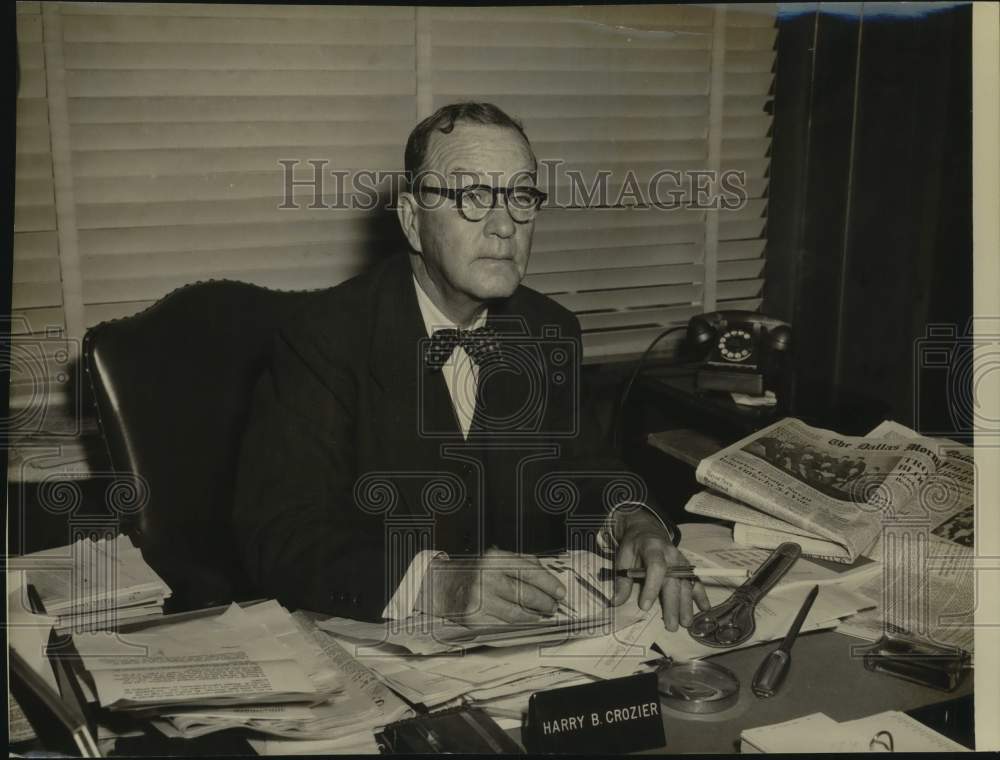 Press Photo Harry B. Crozier Sits at His Desk - sas19546- Historic Images