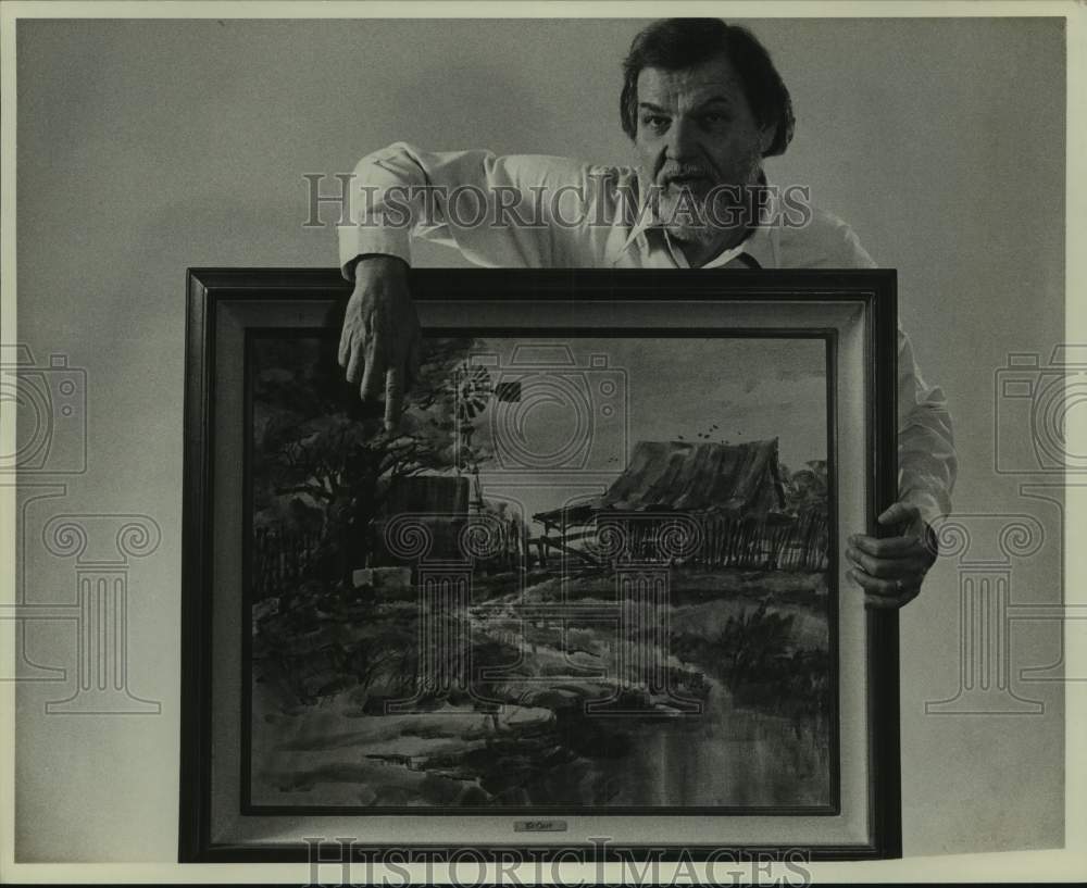 1984 Press Photo Artist Finis Collins with a Painting - sas19643- Historic Images