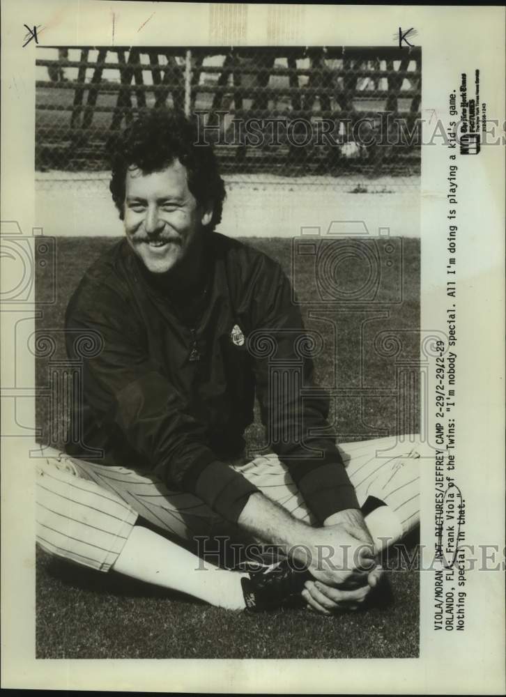 Press Photo Minnesota Twins Baseball Player Frank Viola Stretching, Orlando- Historic Images