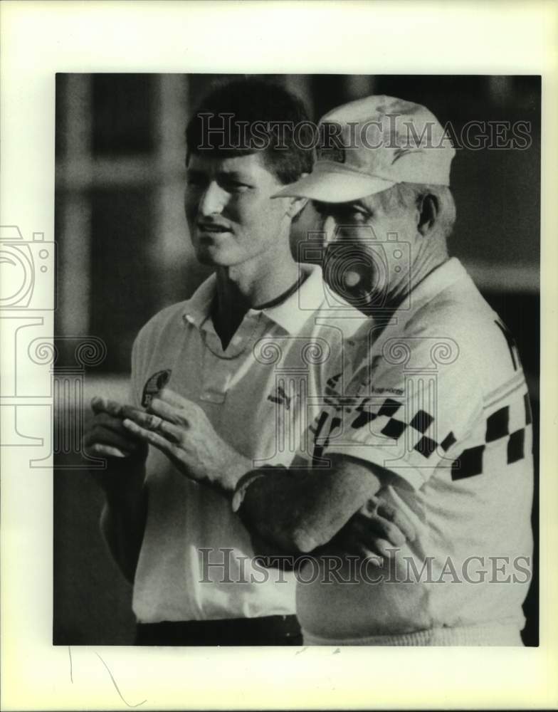 1987 Press Photo Tennis Player Kim Warwick With Coach Maby - sas19949- Historic Images