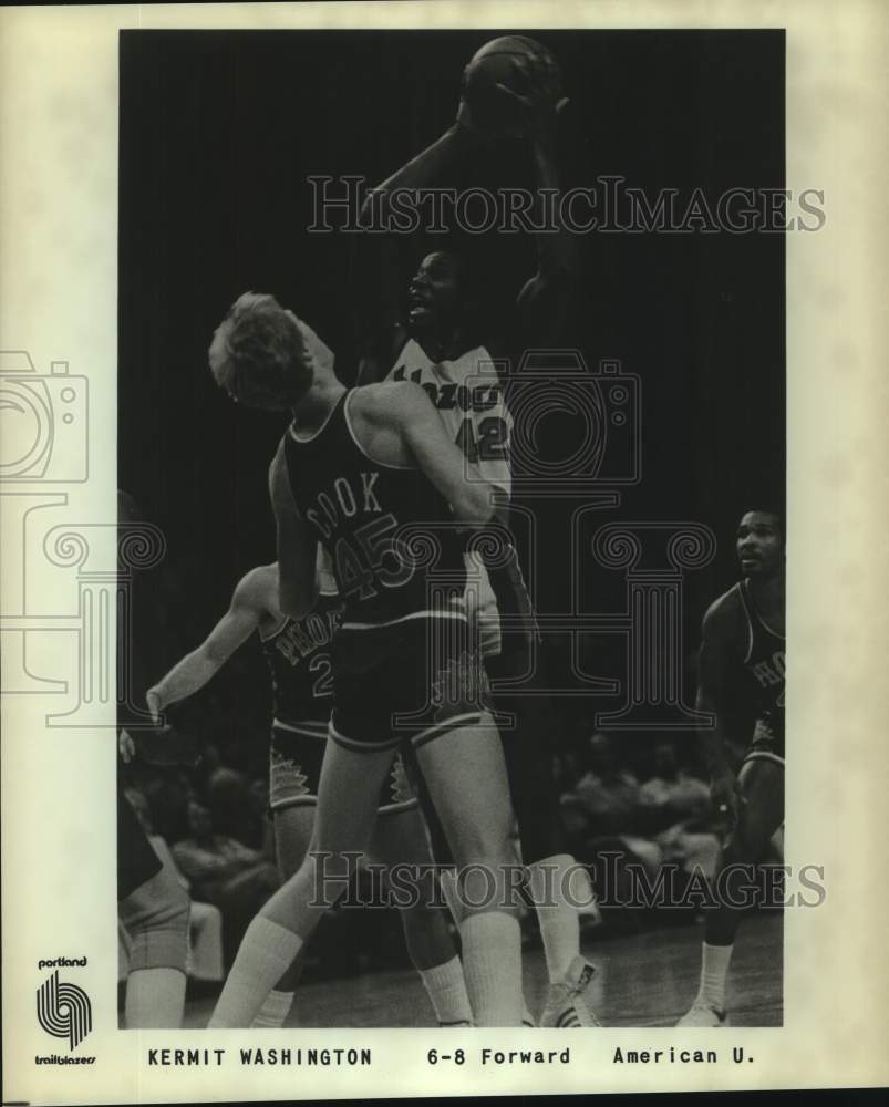 Press Photo Portland Trailblazers Basketball Player Kermit Washington Shoots- Historic Images