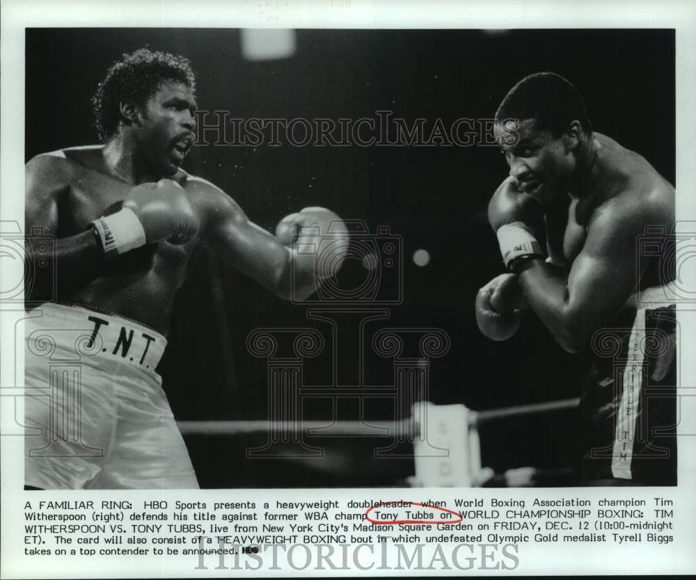 Press Photo Heavyweight Boxers Tim Witherspoon & Tony Tubbs During Boxing Match- Historic Images