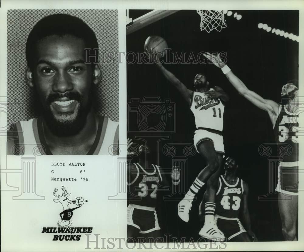 Press Photo Milwaukee Bucks Basketball Player Lloyd Walton Shoots a Lay-Up- Historic Images