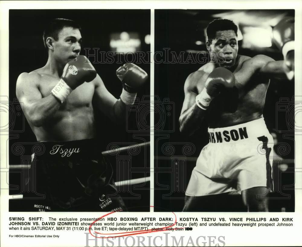 Press Photo Boxers Kostya Tszyu & Kirk Johnson - sas20142- Historic Images