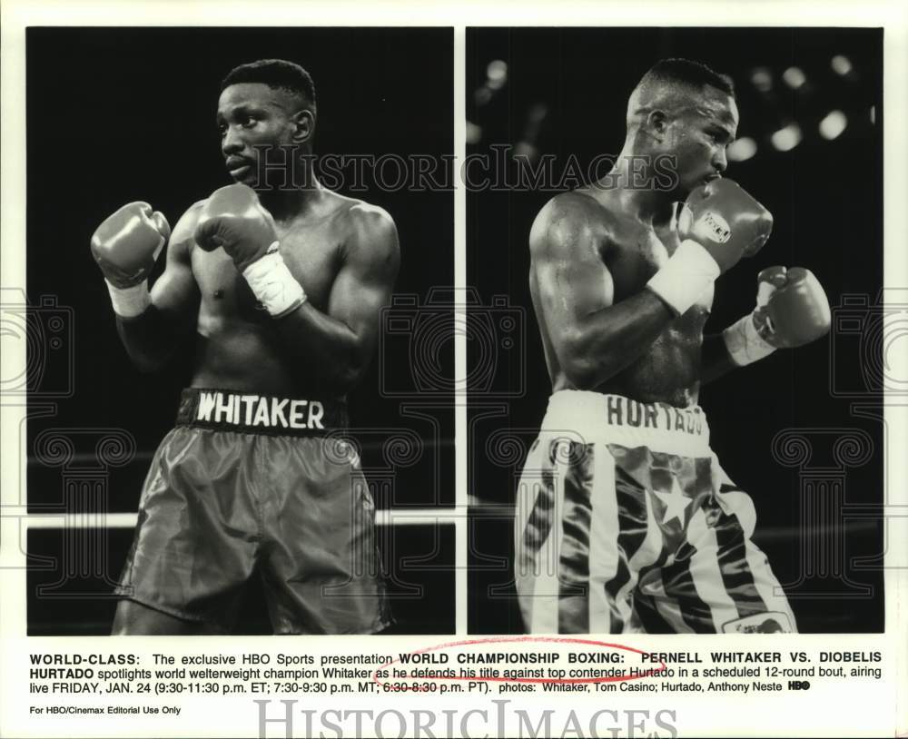 Press Photo Welterweight Boxers Pernell Whitaker &amp; Diobelis Hurtado - sas20145- Historic Images
