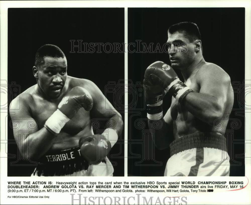 Press Photo Heavyweight Boxers Tim Witherspoon &amp; Andrew Golota - sas20146- Historic Images