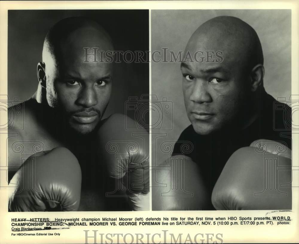 Press Photo Heavyweight Boxers Michael Moorer &amp; George Foreman - sas20147- Historic Images