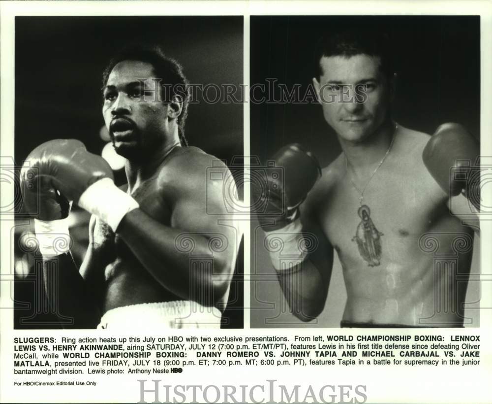 Press Photo Boxers Lennox Lewis &amp; Henry Akinwande - sas20149- Historic Images