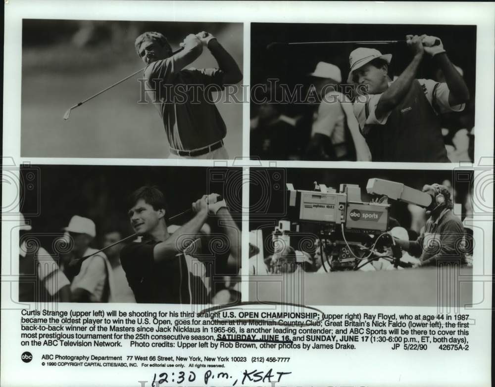 1990 Press Photo Golfers to Compete at US Open Championship &amp; ABC TV Crew- Historic Images