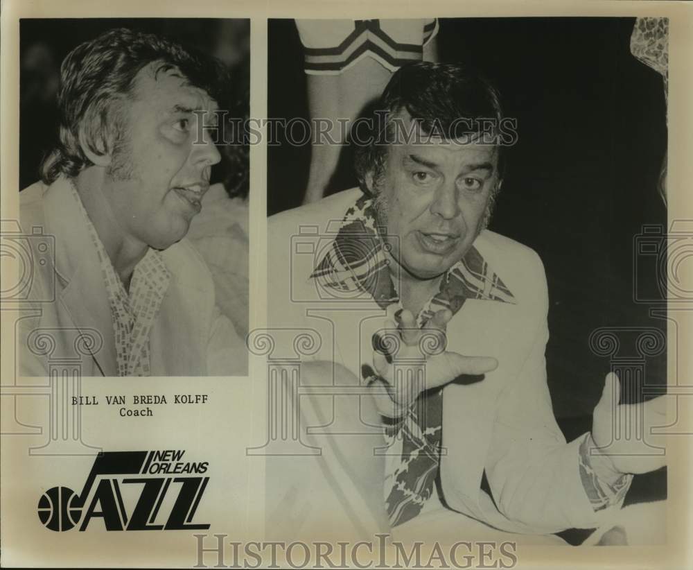 Press Photo New Orleans Jazz Basketball Coach Bill Van Breda Kolff in Huddle- Historic Images