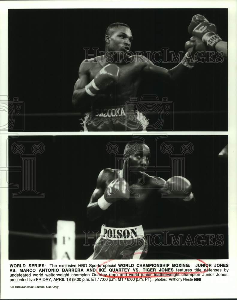 Press Photo Boxers Junior Jones & Ike Quartey In the Ring - sas20331- Historic Images
