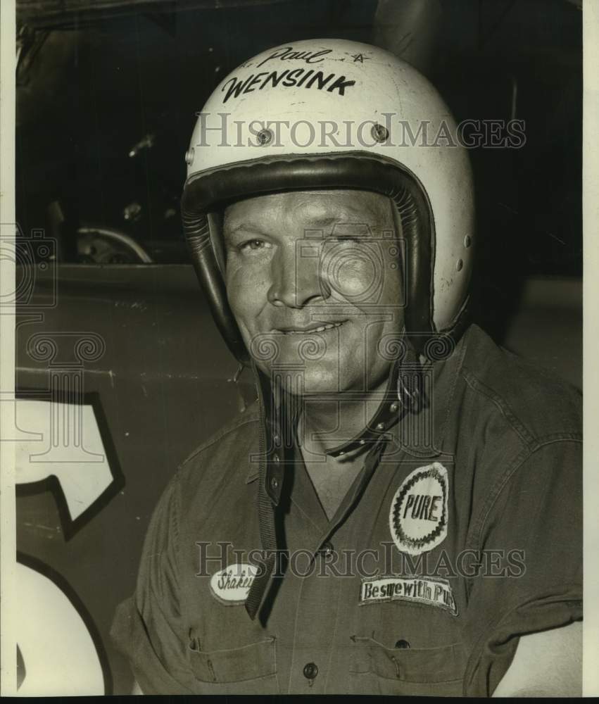 Press Photo Auto Racer Paul Wensink in Helmet in Front of Car - sas20429- Historic Images