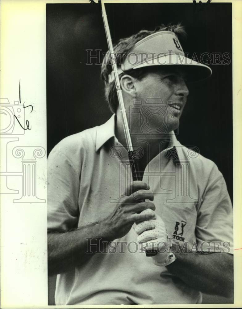 1985 Press Photo Golfer Lanny Watkins Tees Off on Hole 9 at Texas Open- Historic Images