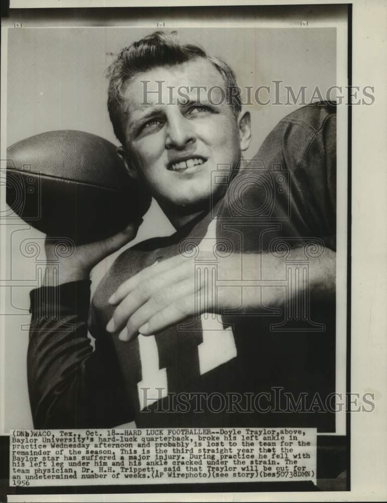 1956 Press Photo Baylor University Football Player Doyle Traylor - sas20449- Historic Images