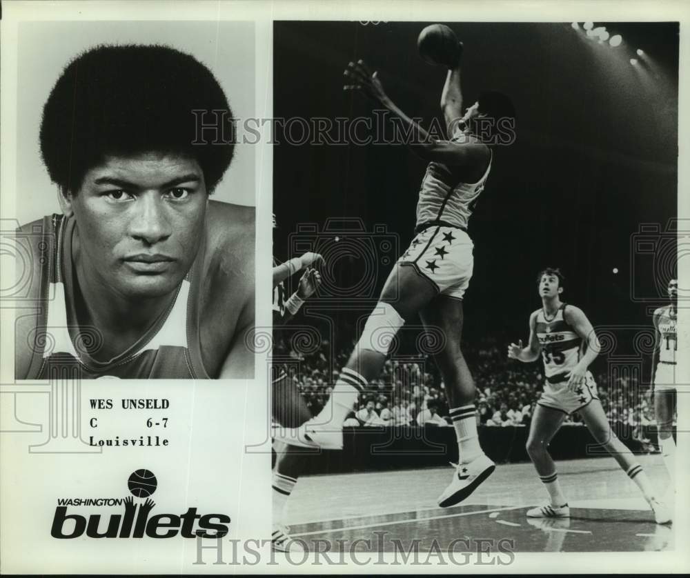Press Photo Washington Bullets Basketball Player Wes Unseld Dunks in Game- Historic Images