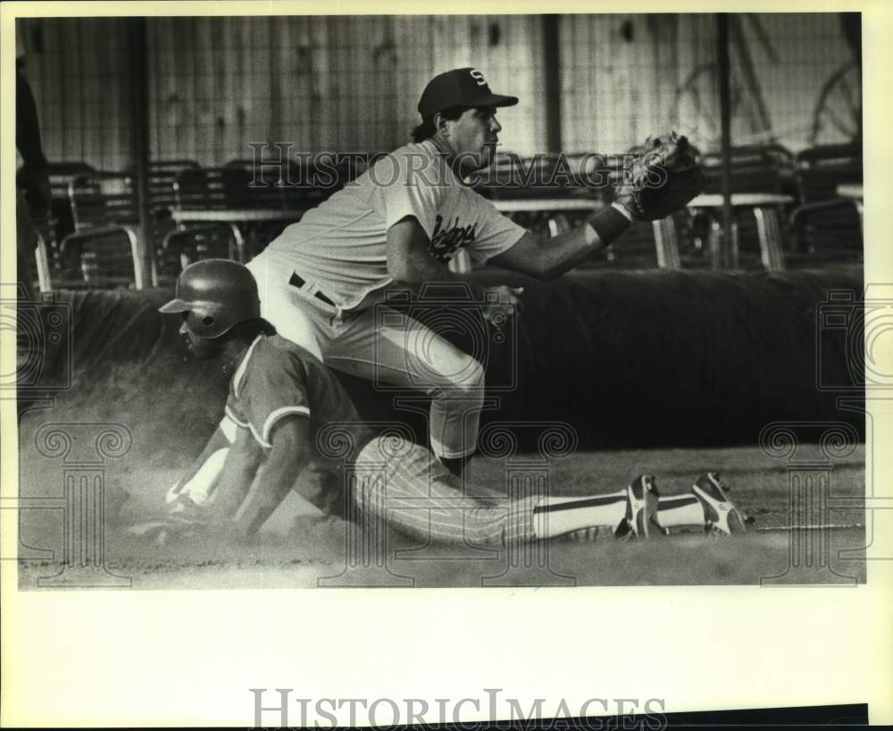 1984 Press Photo San Antonio Dodgers &amp; Midland Cubs Play Baseball - sas20876- Historic Images