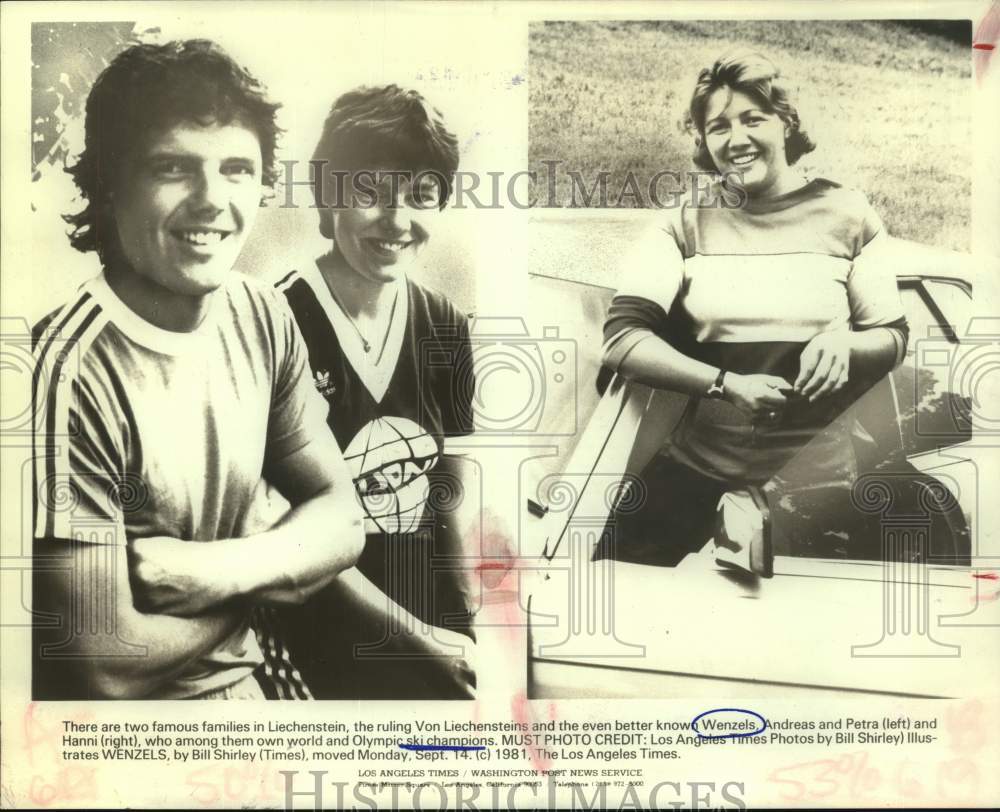 1981 Press Photo Olympic Skiers Andreas, Petra &amp; Hanni Wenzels - sas20920- Historic Images