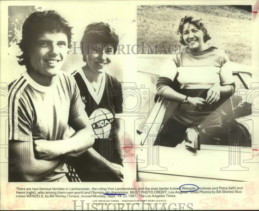 1981 Press Photo Olympic Skiers Andreas, Petra & Hanni Wenzels - sas20920- Historic Images