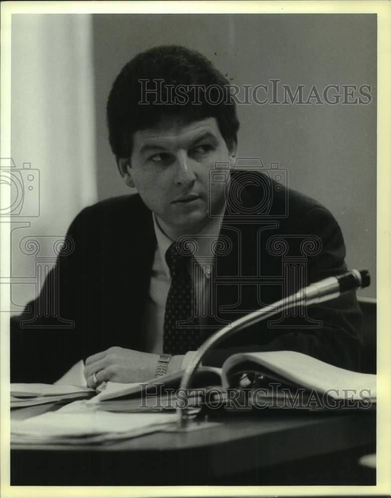 1989 Press Photo State Board of Education Member Bob Cummings at Meeting- Historic Images