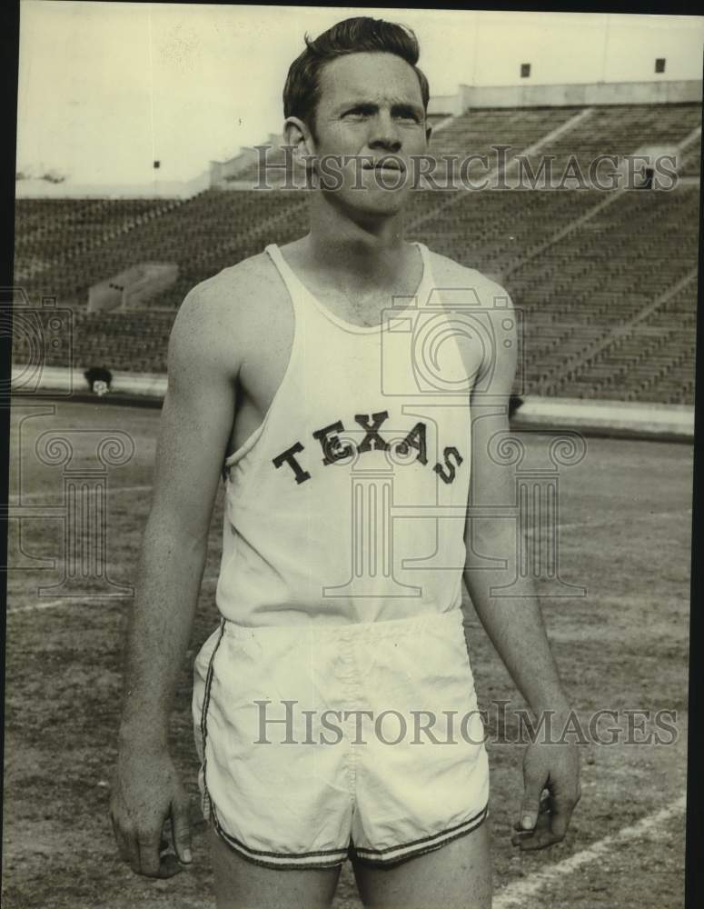 Press Photo University of Texas High Jumper Ray Womack Stands on Arena Field- Historic Images