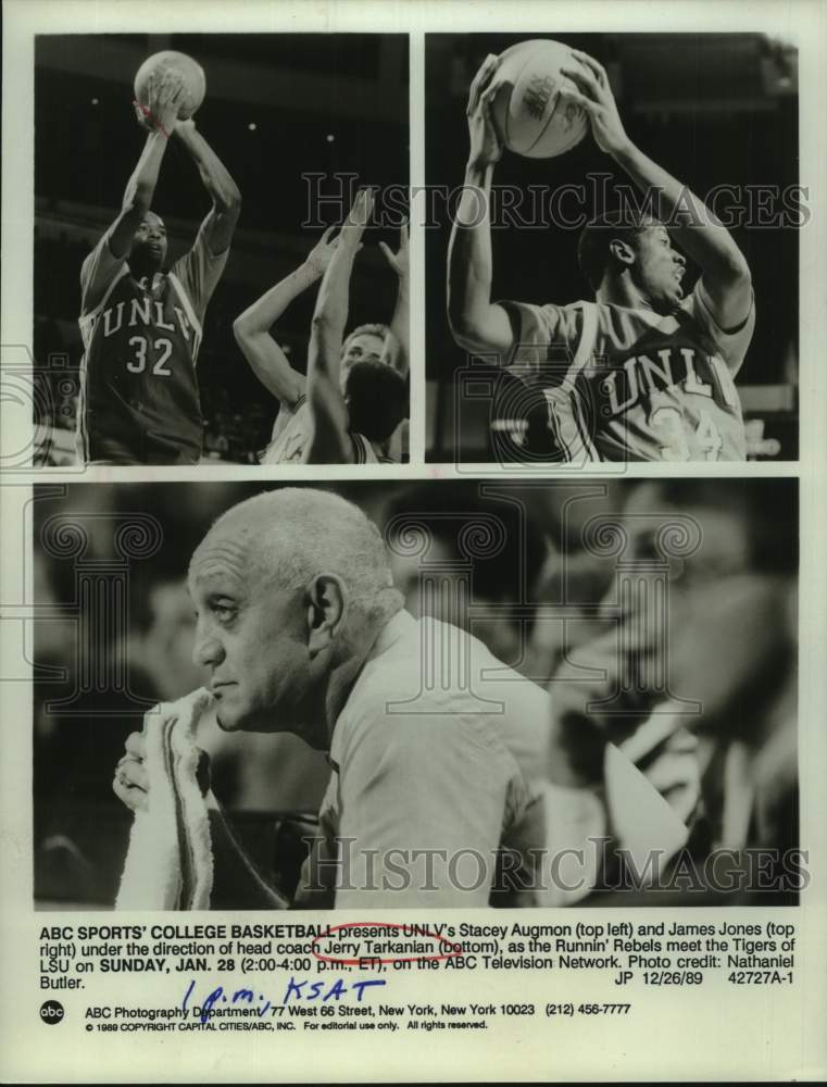 1989 Press Photo University of Nevada Las Vegas Basketball Coach &amp; Players- Historic Images