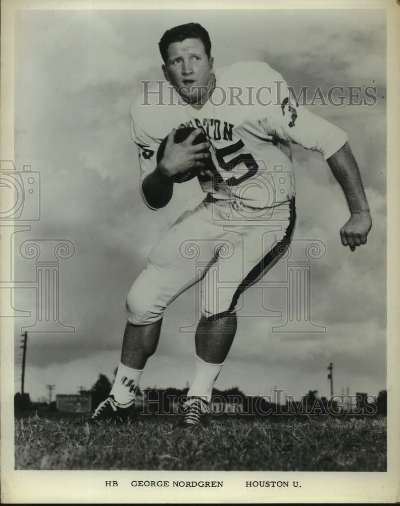 Press Photo Houston University Football Player George Nordgren Runs the Ball- Historic Images