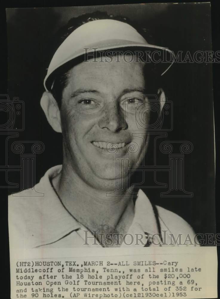 1953 Press Photo Golfer Cary Middlecoff Smiles After Houston Open Tournament Win- Historic Images