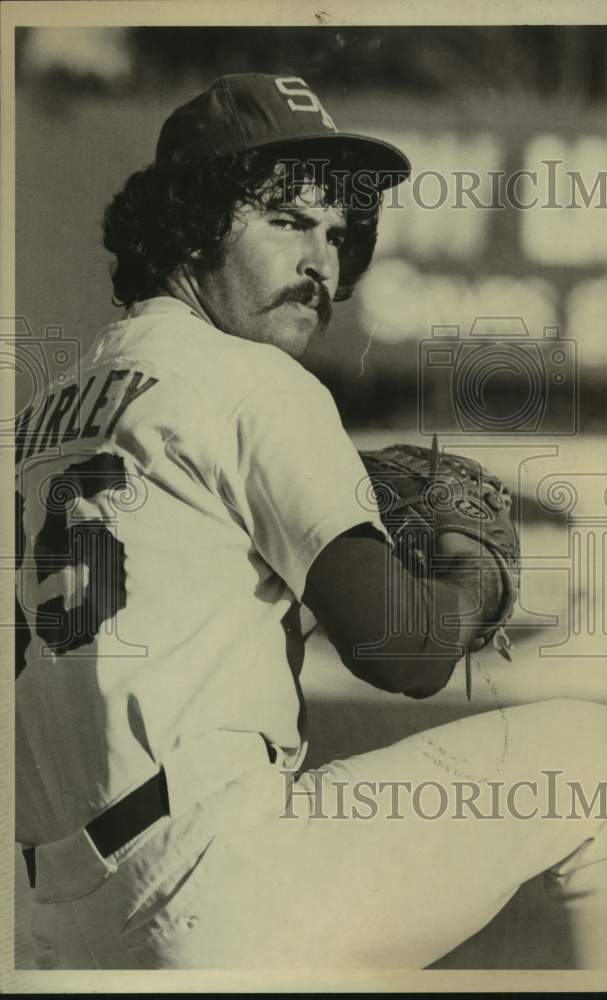 1980 Press Photo Baseball Player Steve Shirley in Pitch Wind Up - sas21546- Historic Images