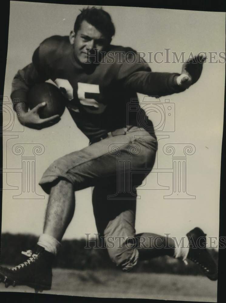 Press Photo Football Player Barney McDougall Carries Ball in Running Pose- Historic Images