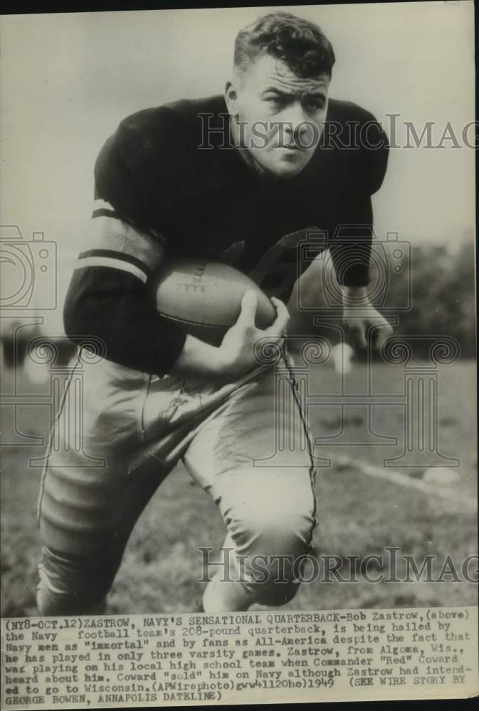 1949 Press Photo Navy Football Player Bob Zastrow Runs the Ball - sas21738- Historic Images