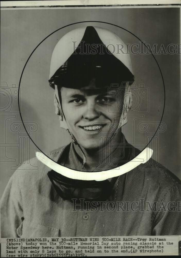 1952 Press Photo Indianapolis 500 Race Car Driver Troy Ruttman - sas21839- Historic Images