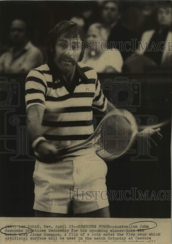 1975 Press Photo Tennis Player John Newcombe at Las Vegas Practice - sas21854- Historic Images