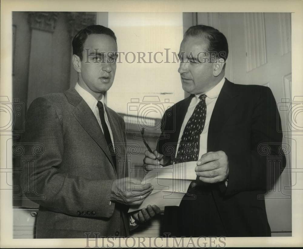 1954 Press Photo Senator Joseph McCarthy &amp; Attorney Roy Cohn at Capitol Building- Historic Images